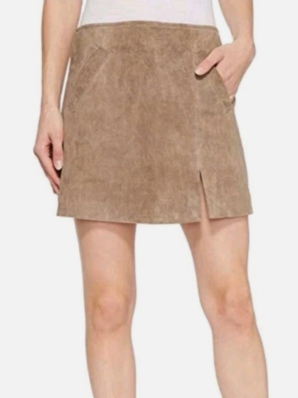 Blank NYC Taupe Suede Mini Skirt